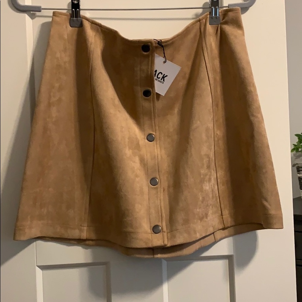 Suede Button Down Mini Skirt